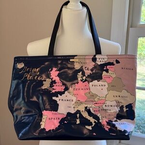 KATE SPADE “Going Places” Francis Map Leather Tote